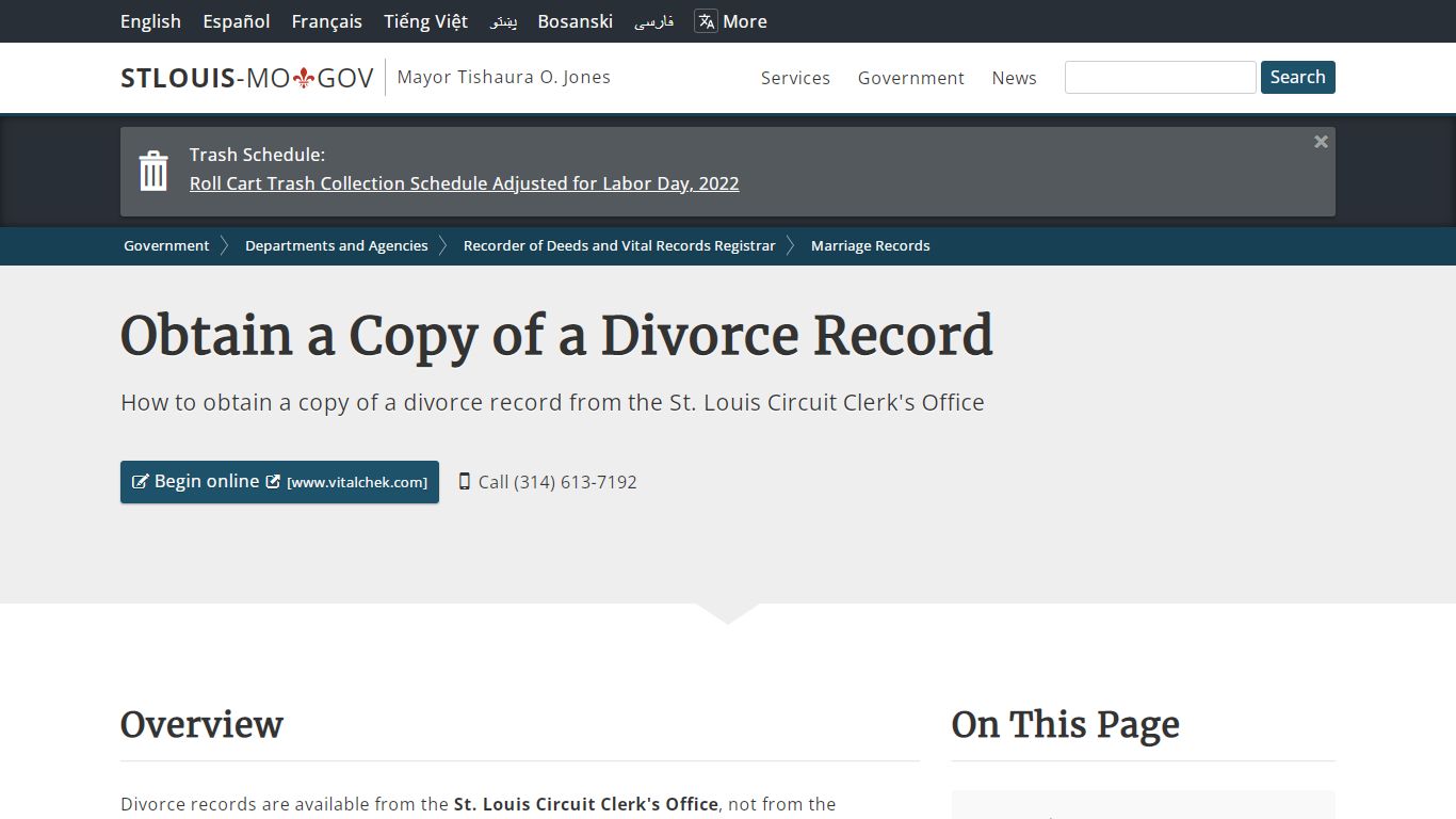 Obtain a Copy of a Divorce Record - St. Louis